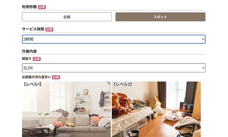 依頼内容入力のキャプチャ